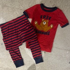 Joe Fresh Red and Navy Bear Hug Pajama Set